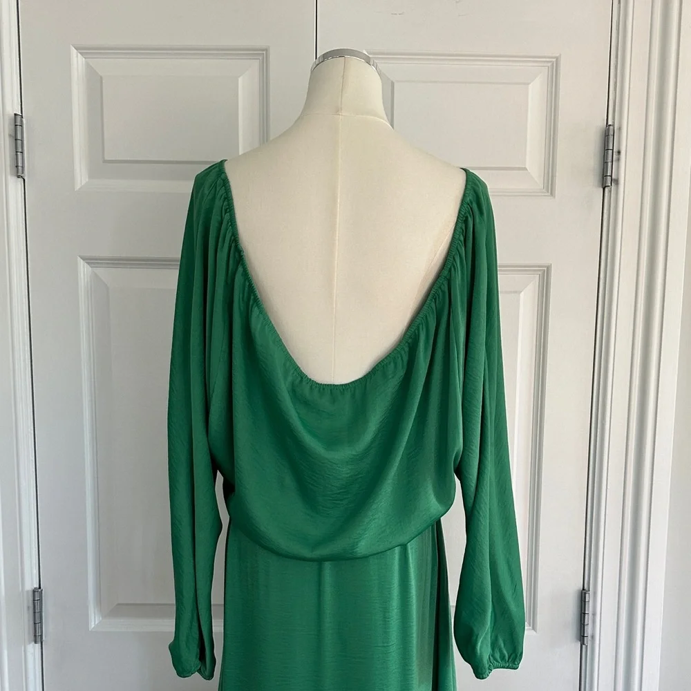 BCBGMaxAzria Carie Kelly Green Drape Bateau Wedding Guest Prom Dress Size S-M-L - Picture 10 of 15
